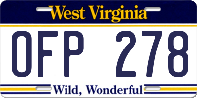 WV license plate OFP278