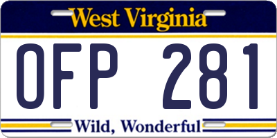 WV license plate OFP281