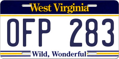 WV license plate OFP283