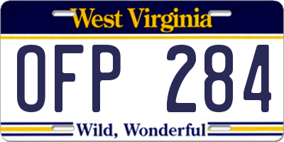 WV license plate OFP284