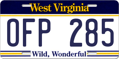 WV license plate OFP285