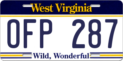 WV license plate OFP287