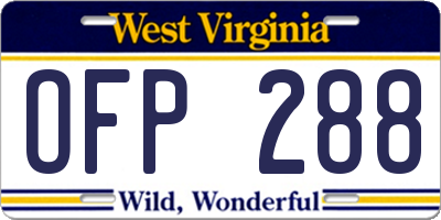 WV license plate OFP288