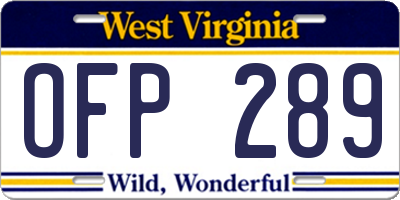 WV license plate OFP289