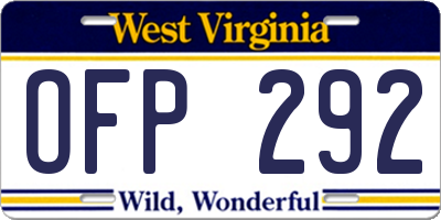 WV license plate OFP292