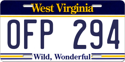 WV license plate OFP294