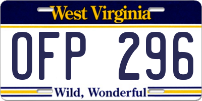 WV license plate OFP296