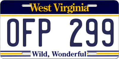 WV license plate OFP299