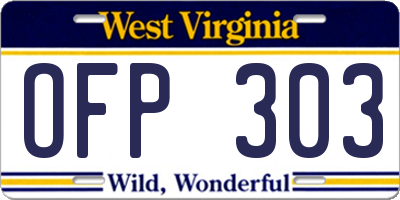WV license plate OFP303