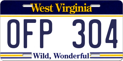 WV license plate OFP304