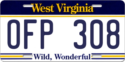WV license plate OFP308