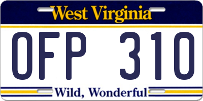 WV license plate OFP310
