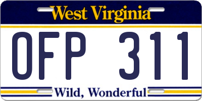 WV license plate OFP311