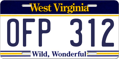 WV license plate OFP312