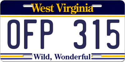 WV license plate OFP315