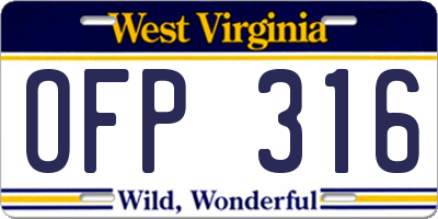WV license plate OFP316