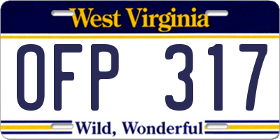 WV license plate OFP317