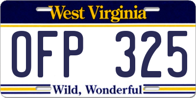 WV license plate OFP325