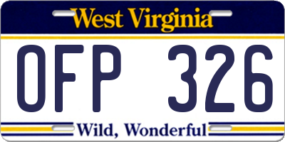 WV license plate OFP326