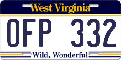 WV license plate OFP332