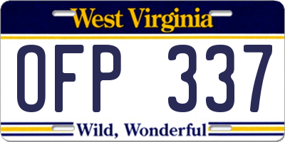 WV license plate OFP337