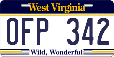 WV license plate OFP342
