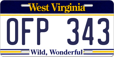 WV license plate OFP343