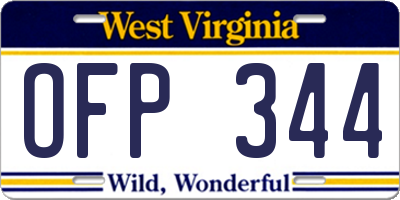 WV license plate OFP344