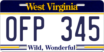 WV license plate OFP345