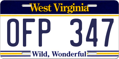 WV license plate OFP347