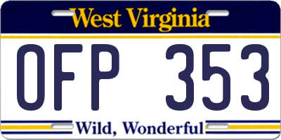 WV license plate OFP353
