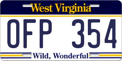 WV license plate OFP354