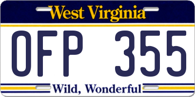 WV license plate OFP355