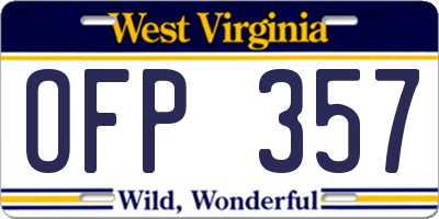 WV license plate OFP357