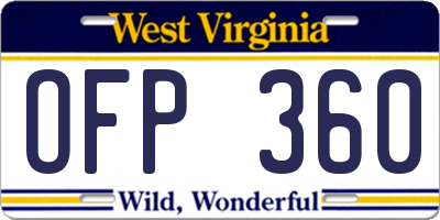 WV license plate OFP360