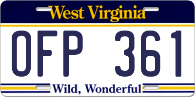 WV license plate OFP361