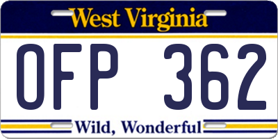 WV license plate OFP362