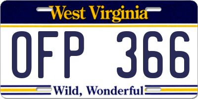 WV license plate OFP366