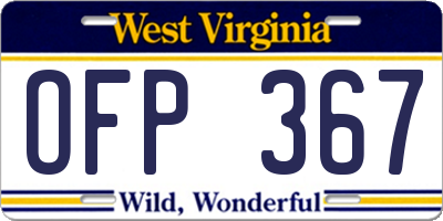 WV license plate OFP367