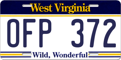WV license plate OFP372