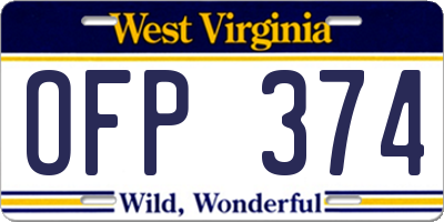 WV license plate OFP374