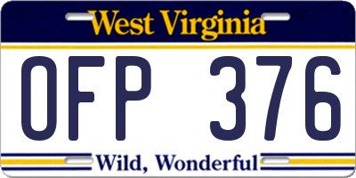 WV license plate OFP376