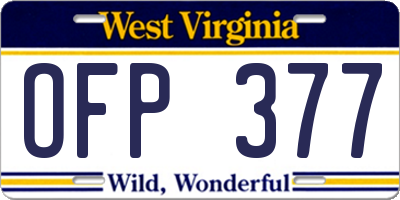 WV license plate OFP377