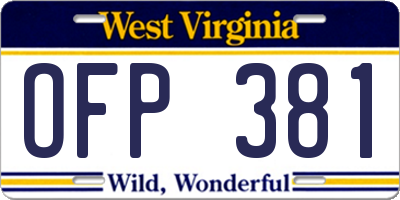 WV license plate OFP381