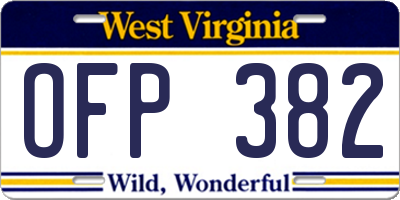 WV license plate OFP382