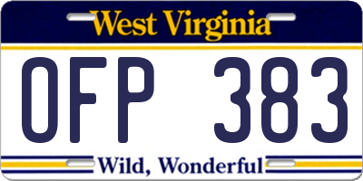 WV license plate OFP383