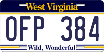 WV license plate OFP384