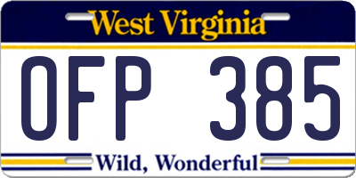 WV license plate OFP385