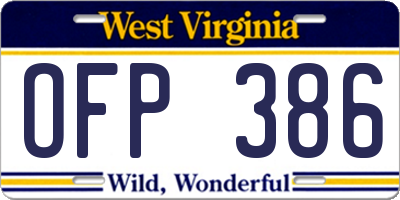 WV license plate OFP386