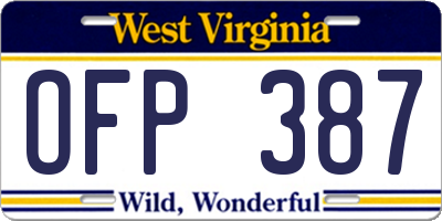 WV license plate OFP387